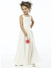Ivory Pleated Chiffon Ankle Length Junior Bridesmaid Dress With Bows